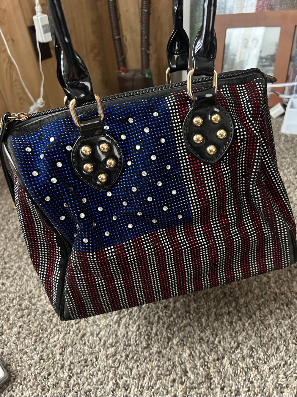 Used Stars and Stripes Bling Gem Satchel